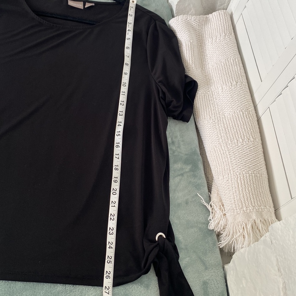 Chico’s Black short sleeve stretchy top with tie on side Chico size 3 or XL - Picture 9 of 13